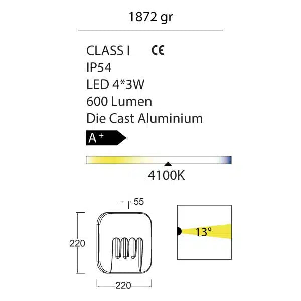 Mask Outdoor Wall Light Square