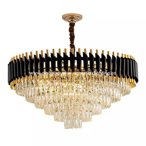 Round Modern Gold & Black Crystal Chandelier (800mm)