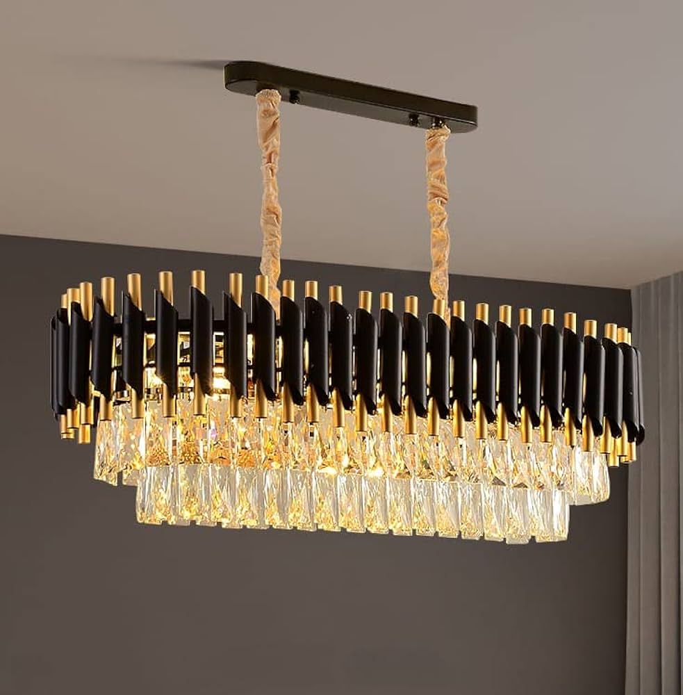 Oval Luxury Black Crystal Chandelier