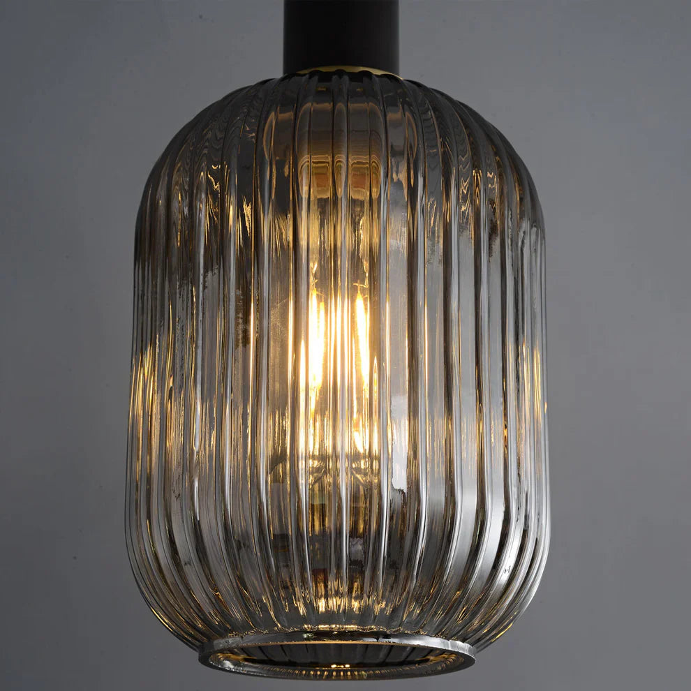 Vertically Stripped Glass Hanging Light