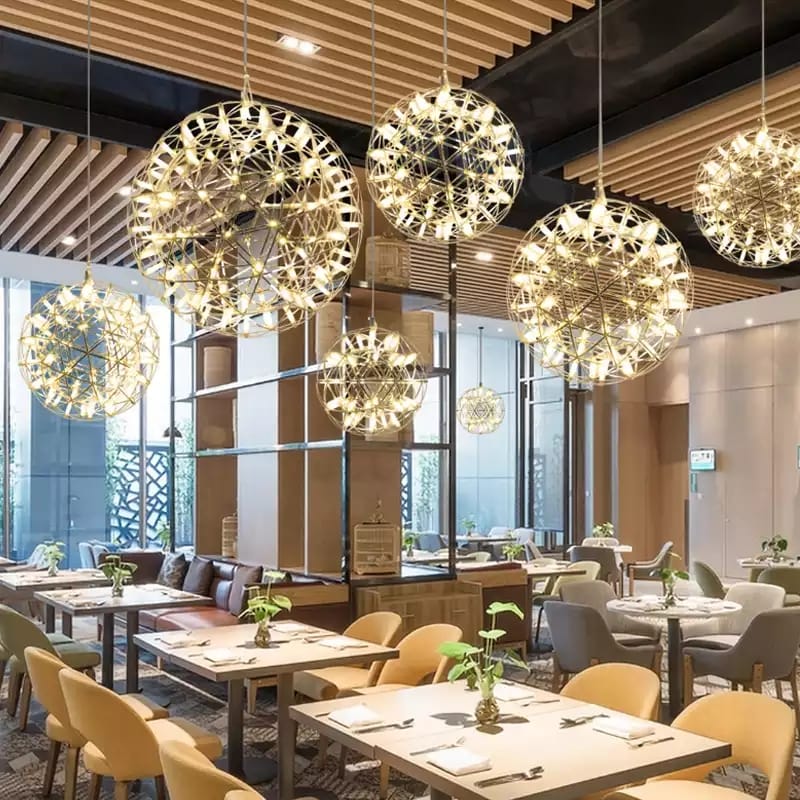 Stainless Steel LED Firework Ball Pendant Light