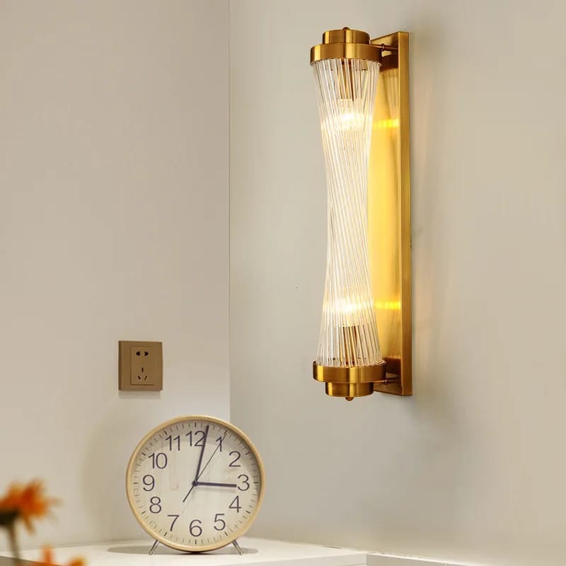 Gold Crystal Glass Rod Wall Lamp