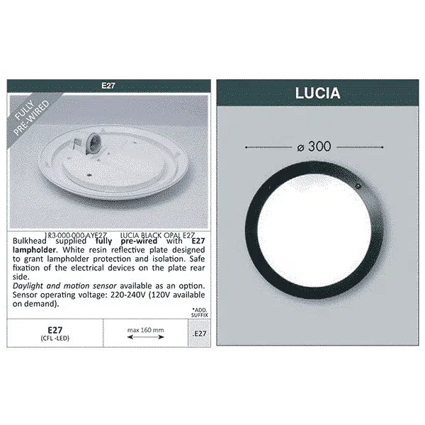 Lucia Range Round Bulkhead Lamp - Fumagalli