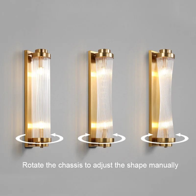 Gold Crystal Glass Rod Wall Lamp