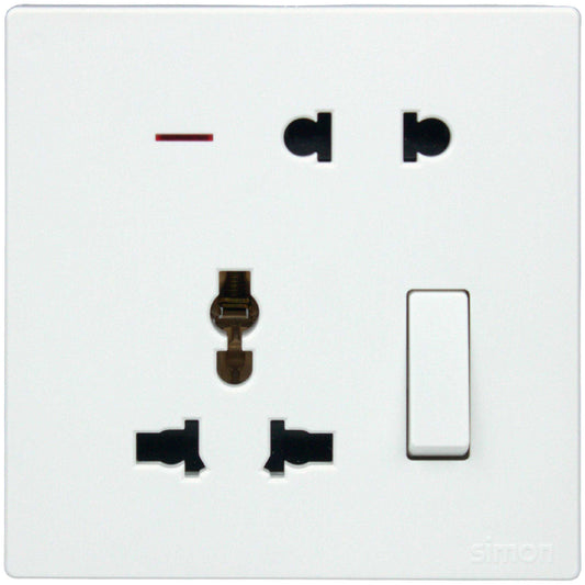 2Pin & Multi Socket with Switch & Light - Simon