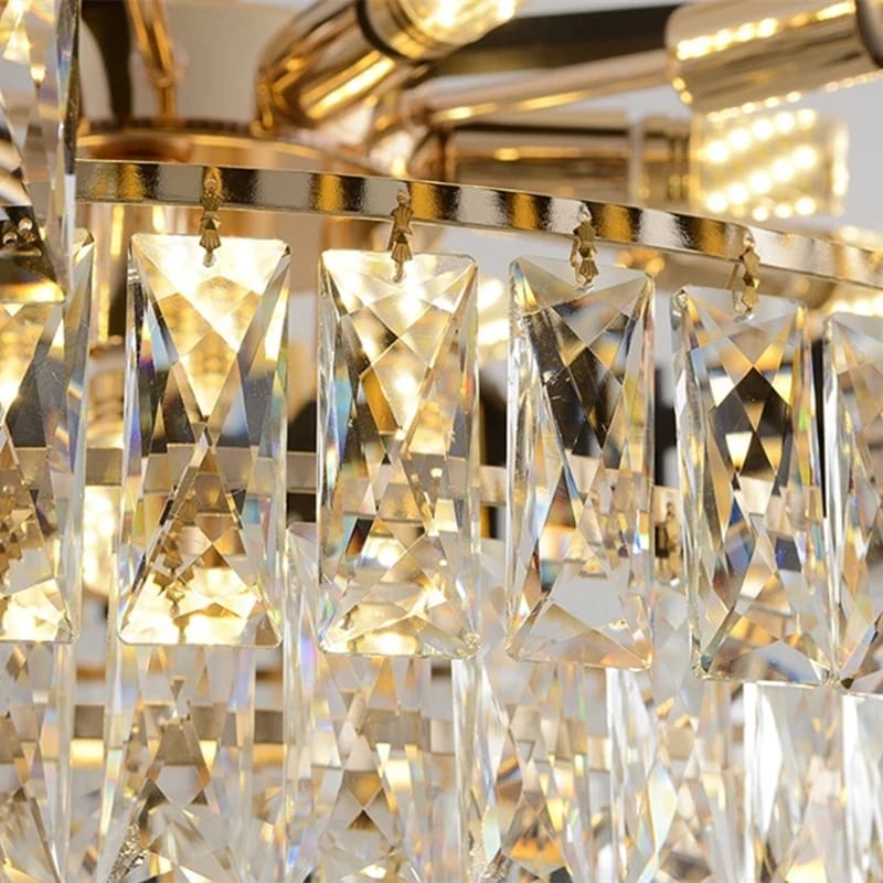 Round Modern Gold & Black Crystal Chandelier (400mm)