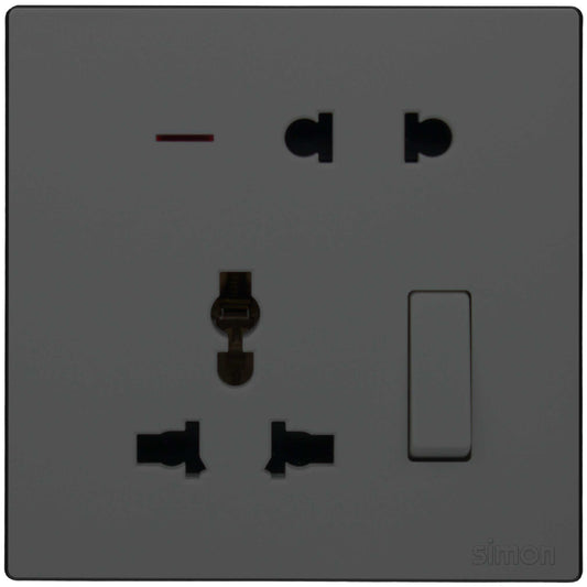 2Pin & Multi Socket with Switch & Light, Colors - Simon
