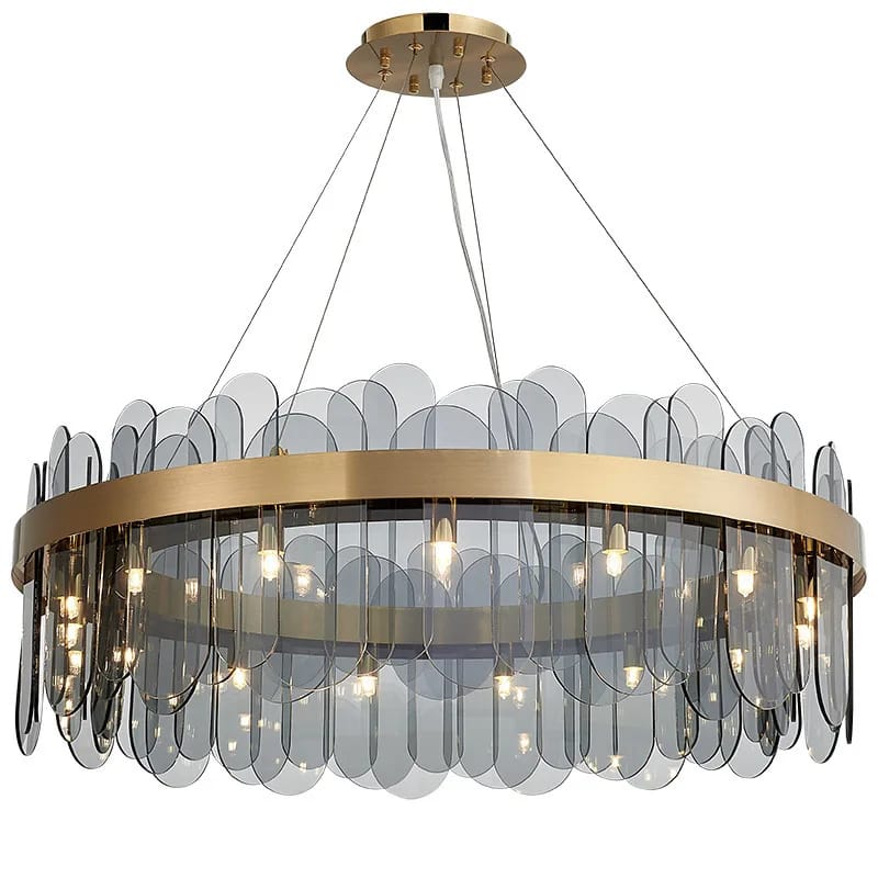 Luxury Gold Metal Adjustable Grey Glass Chandelier (800mm)