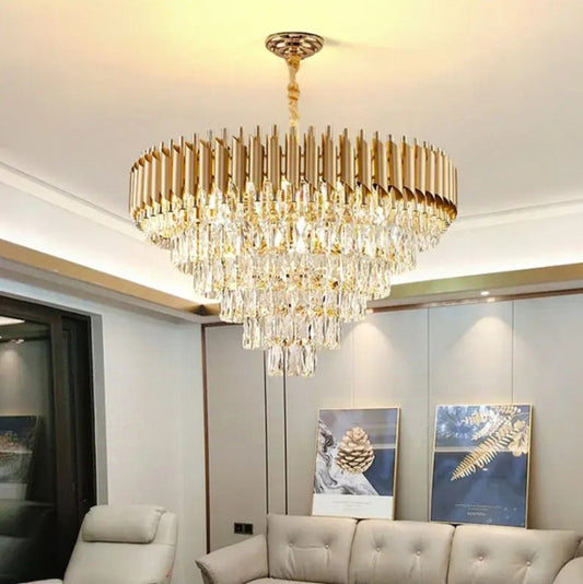 Round Modern Gold Crystal Chandelier (600mm)