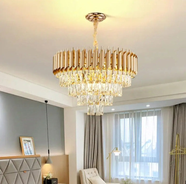 Round Modern Gold Crystal Chandelier (600mm)