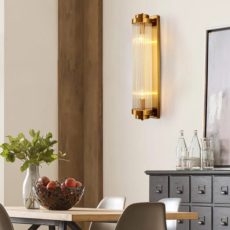 Gold Crystal Glass Rod Wall Lamp