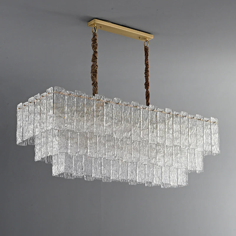 Luxury Minimalist French Glass Chandelier Rectangular