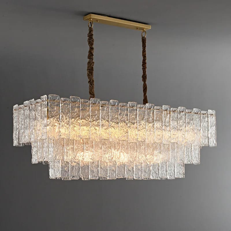 Luxury Minimalist French Glass Chandelier Rectangular