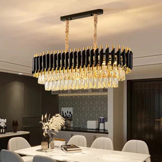 Oval Luxury Black Crystal Chandelier