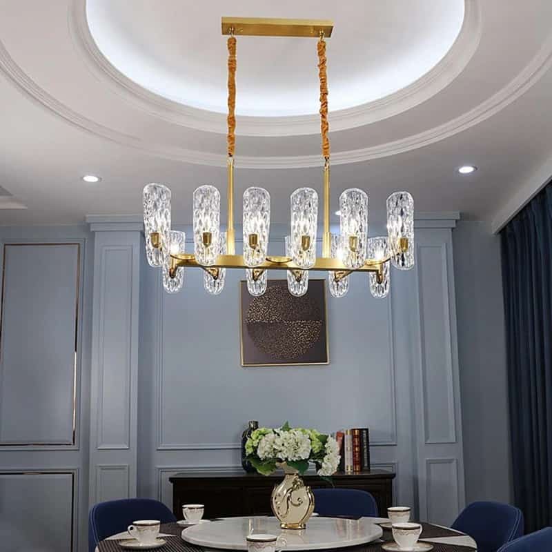 Modern Luxury Water Drops Pattern Glass Chandelier Oval