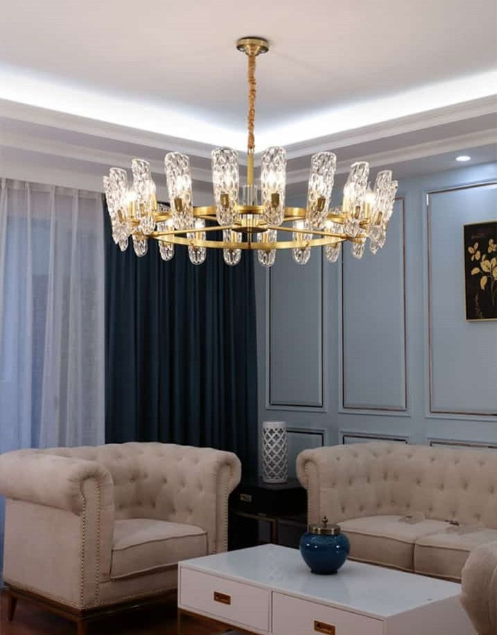 Modern Luxury Water Drops Pattern Glass Chandelier Round (750mm)