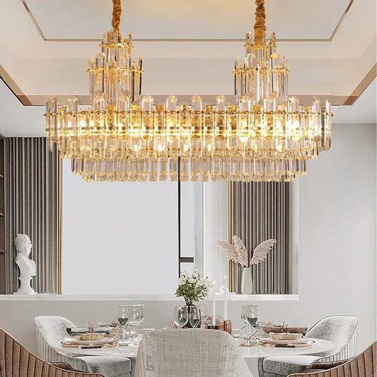 Duplex Oval Crystal Chandelier